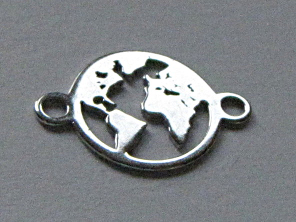 Verbinder/Zwischenteil Weltkugel Weltkarte, Silber 925/-,14x10mm
